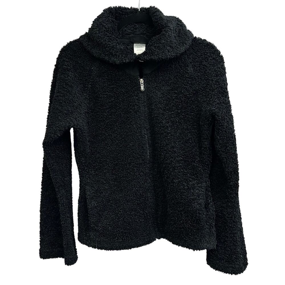 Patagonia Women's Synchilla Black Curly Q Zip Up Collared Jacket Full Zip Medium
